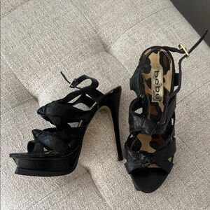 Bebe Black Textured Heels